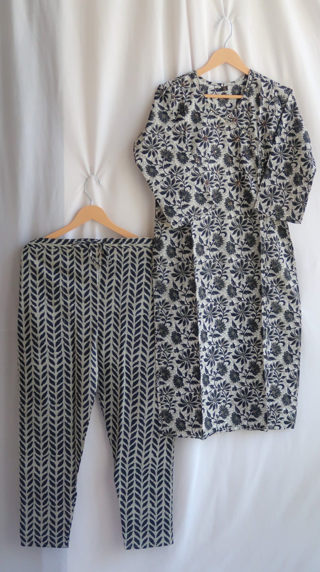Monochrome Petals: Sequin Blossom Suit Set