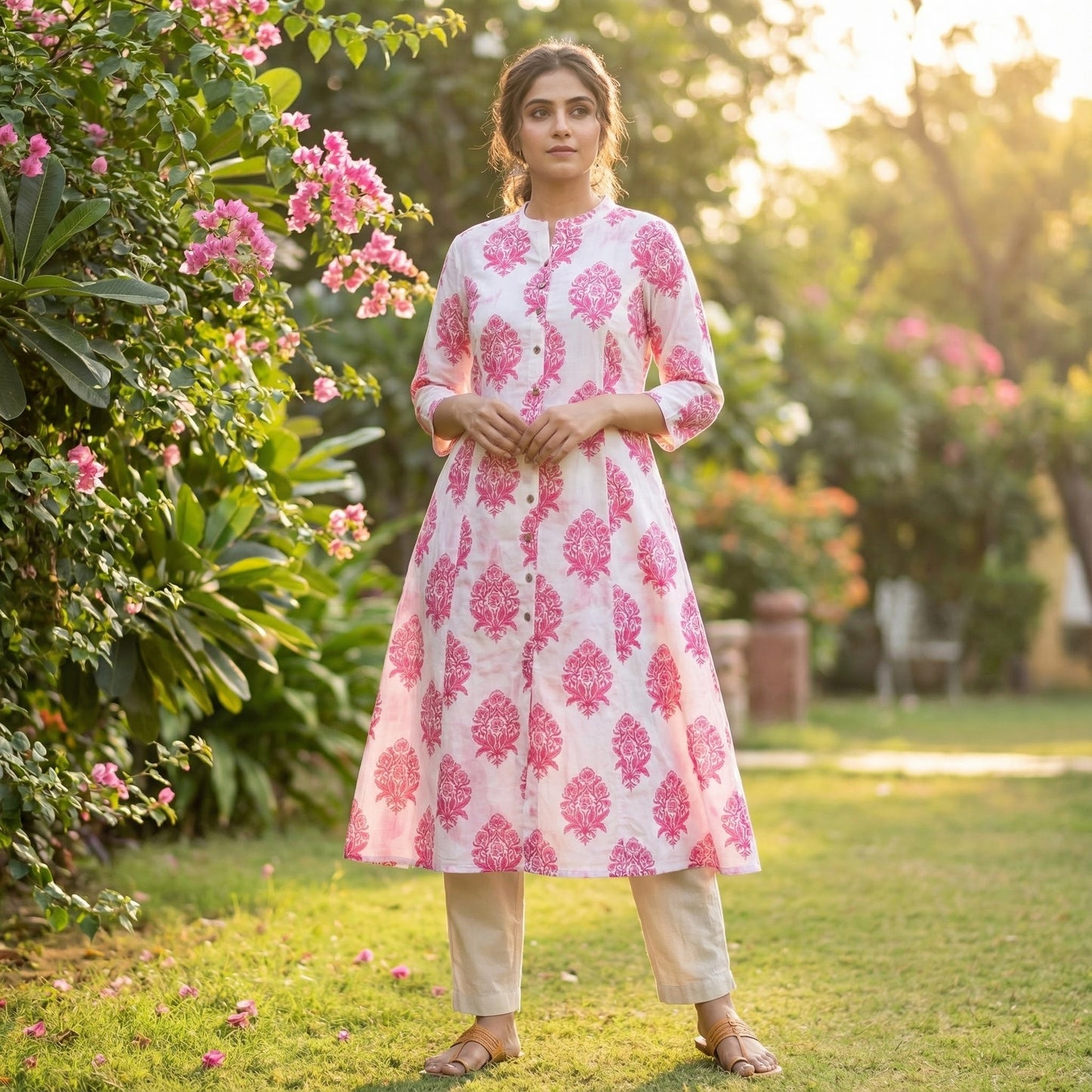 Pink Poppy Floral Kurta
