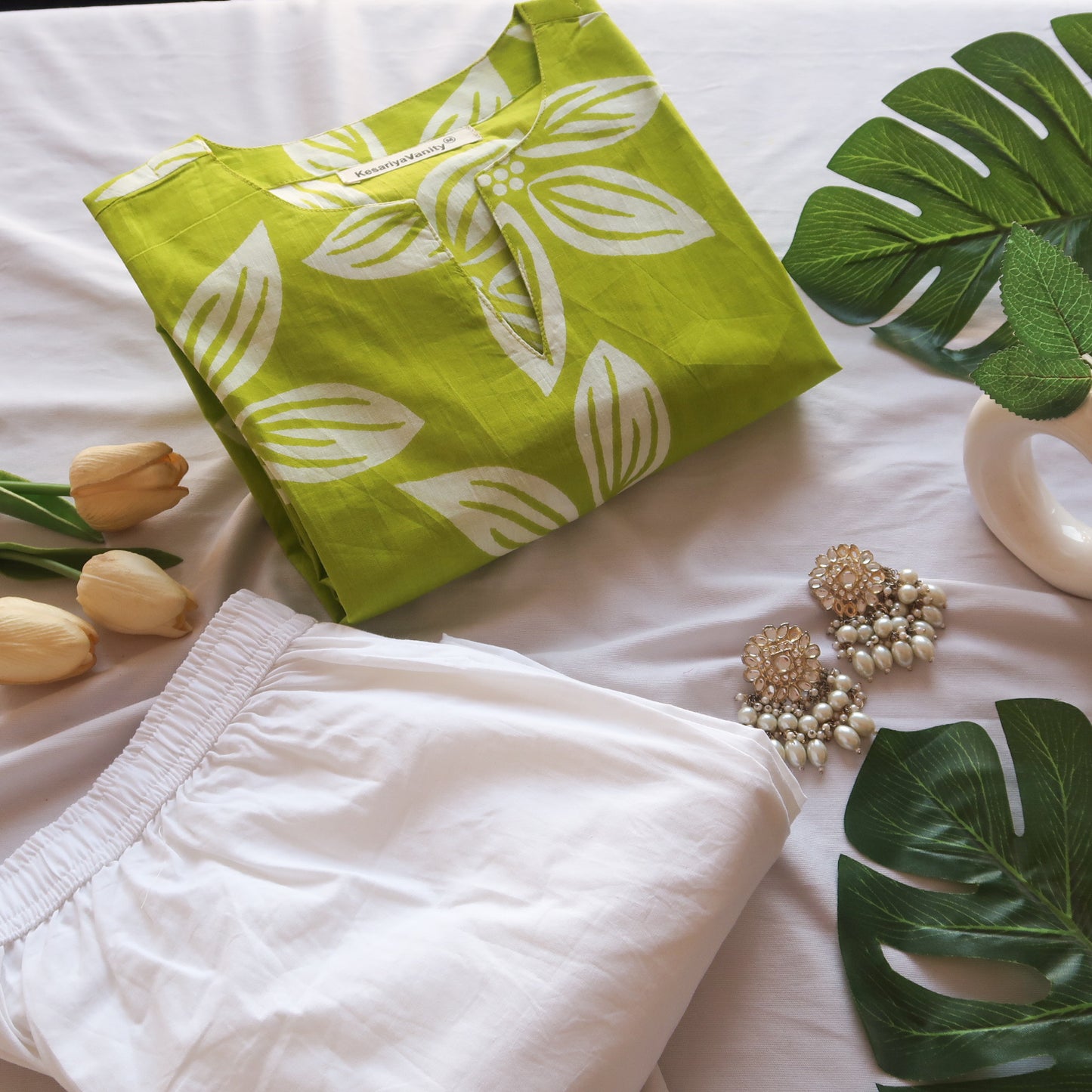Matcha White Suit Set - Chhaav 1.0