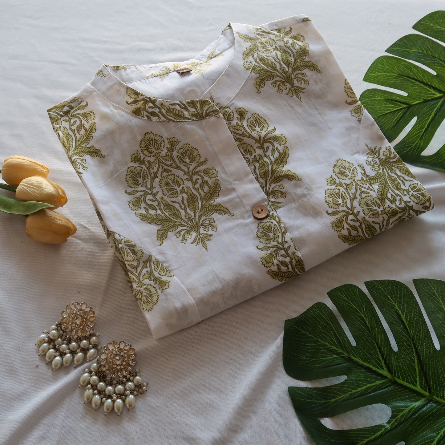 Green Poppy Floral Kurta