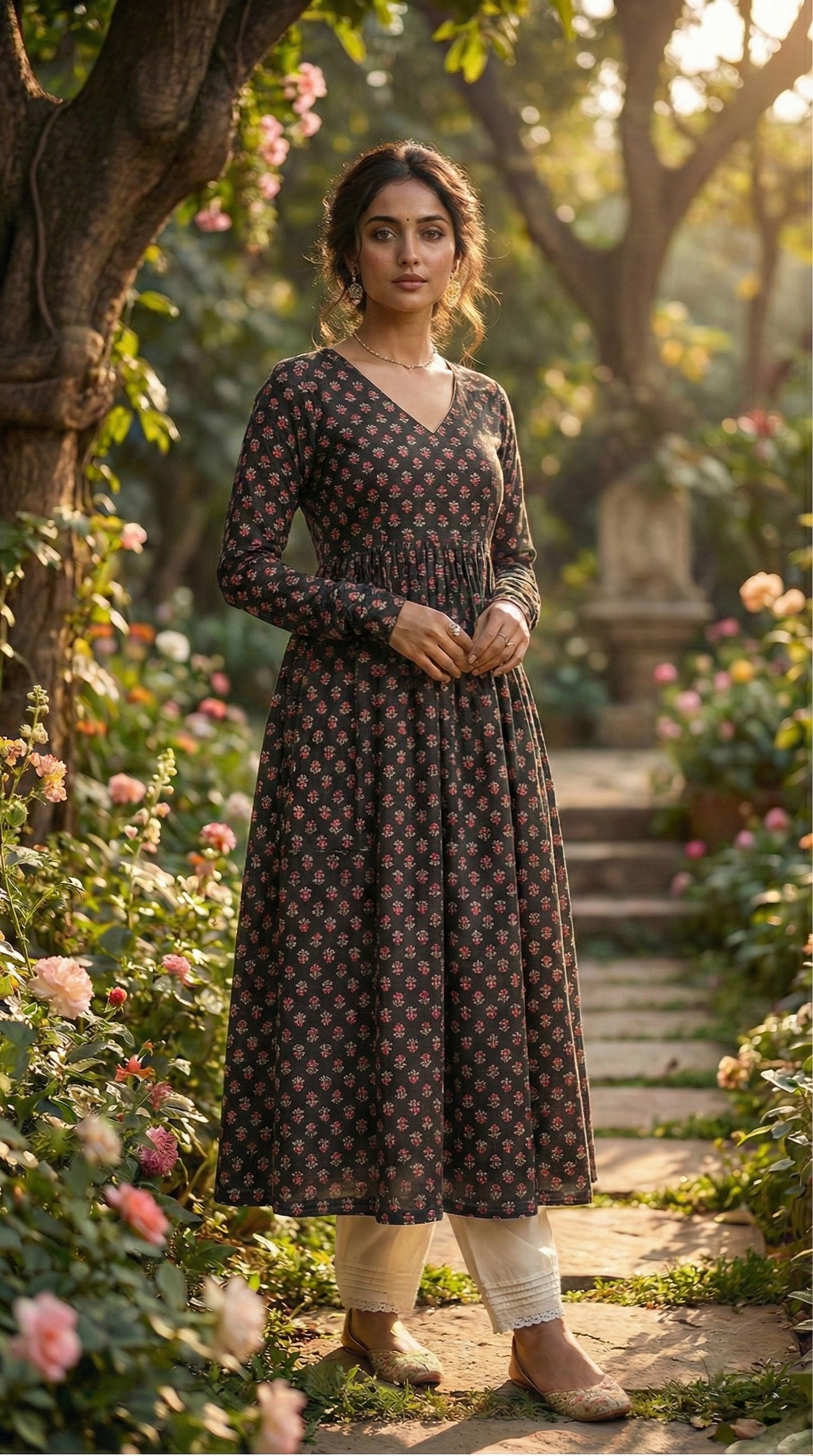 Cola floral Chudidar Kurta