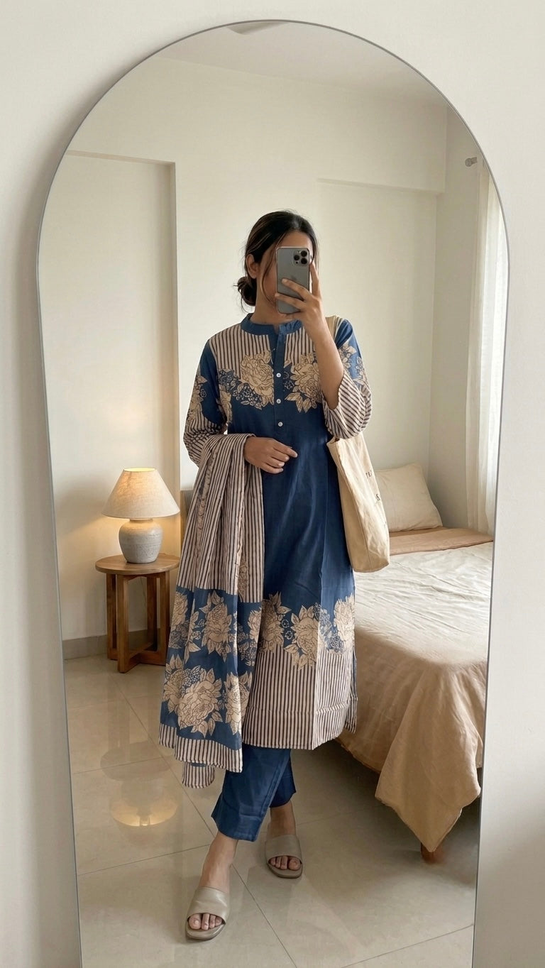 Blue roses Suit Set