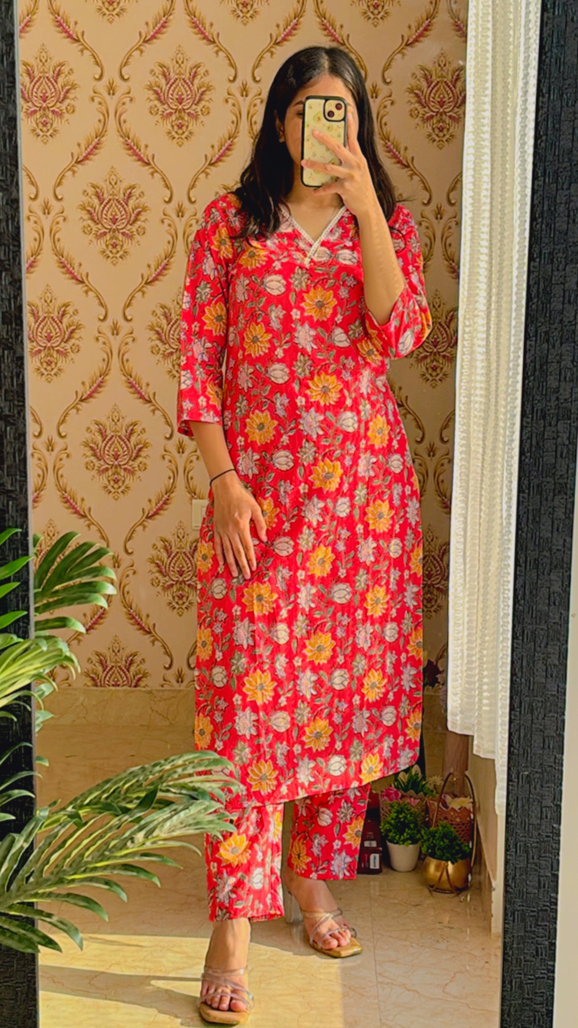 Narangi Mogra Lace Suit Set - Sukoon 3.0 (Slim Fit)