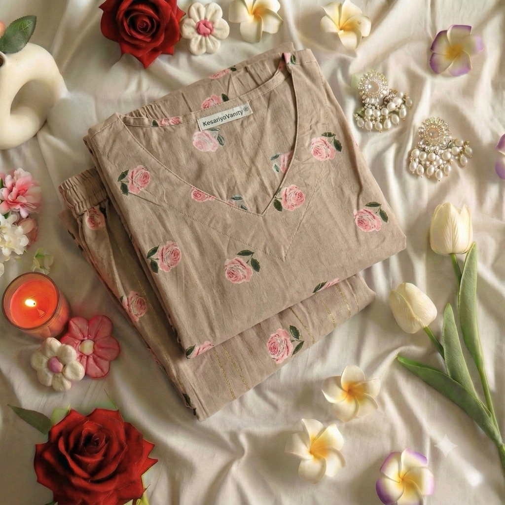 Beige Rose Aaram Suit Set