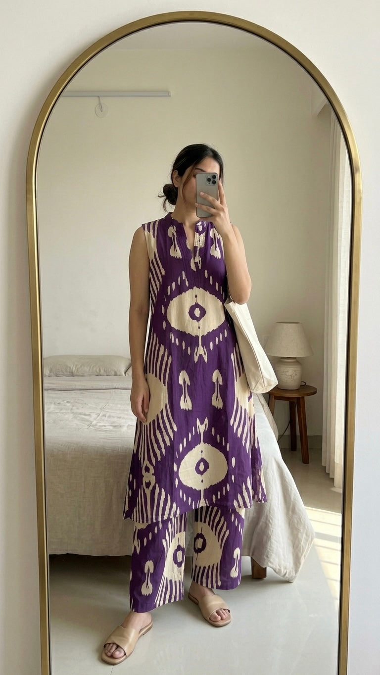 Purple cream suit set