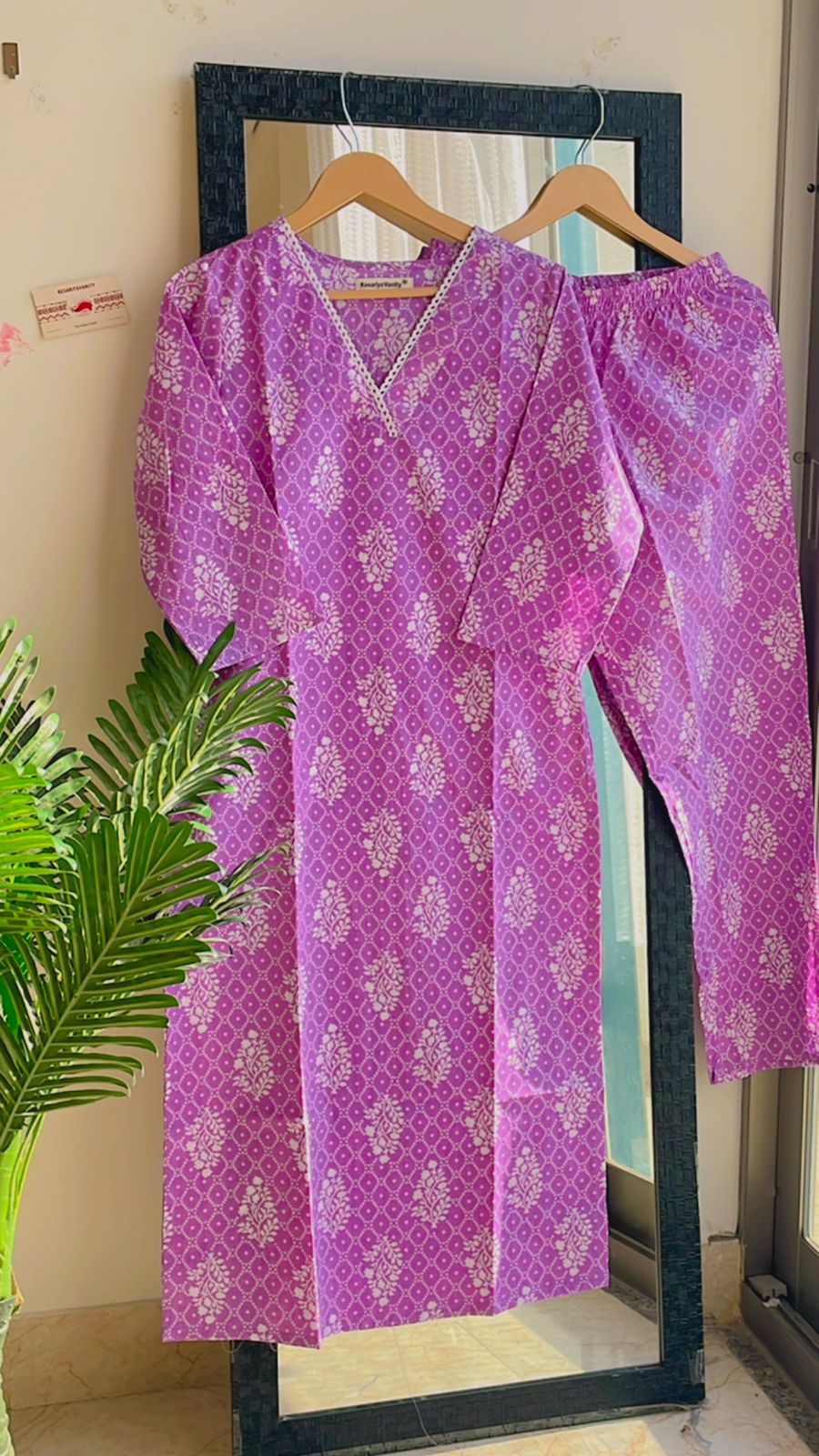 Lavender Lace Suit Set - Sukoon 3.0 (Slim Fit)
