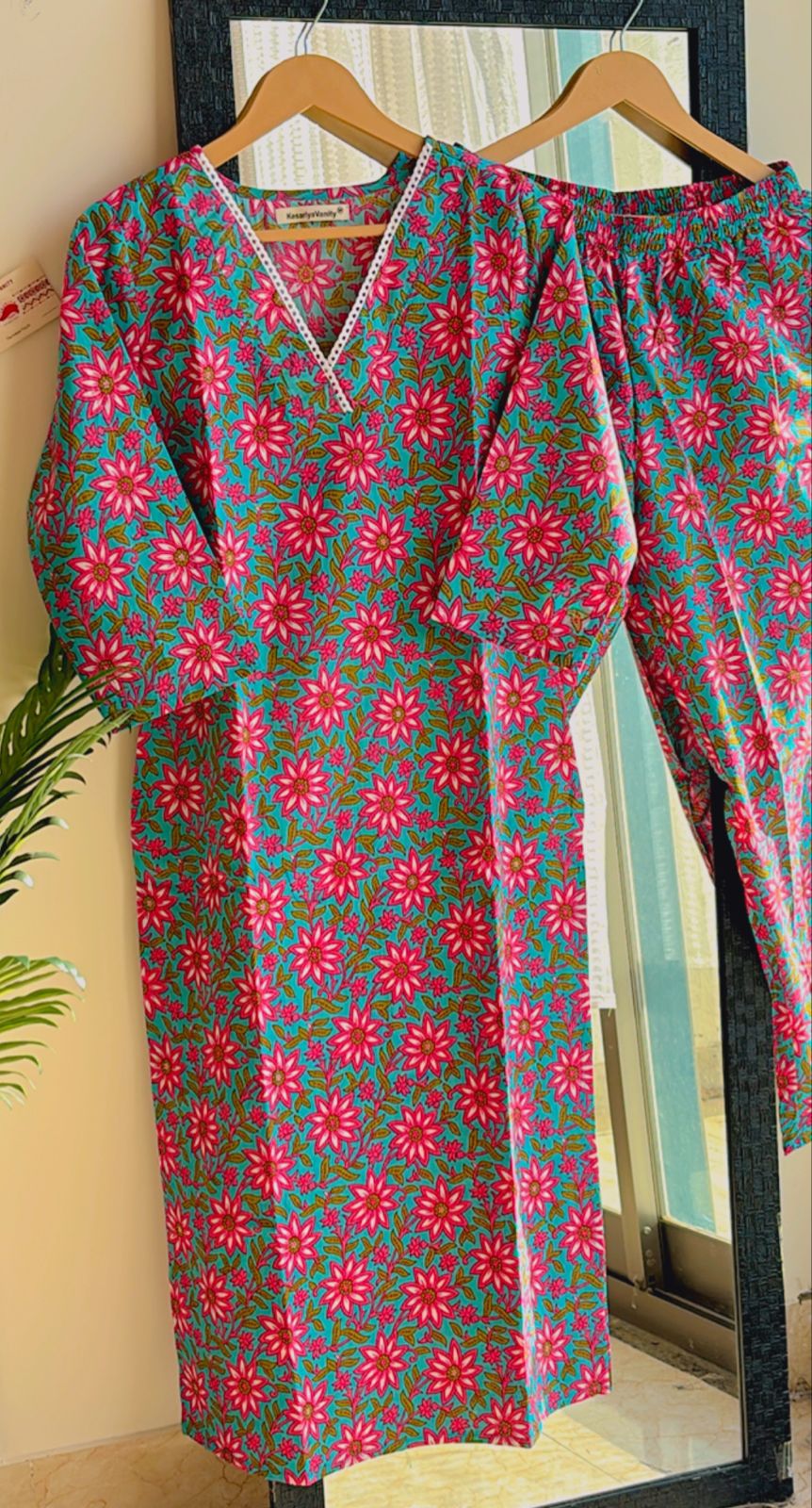Aasmani Phool Lace Suit Set - Sukoon 3.0 (Slim Fit)