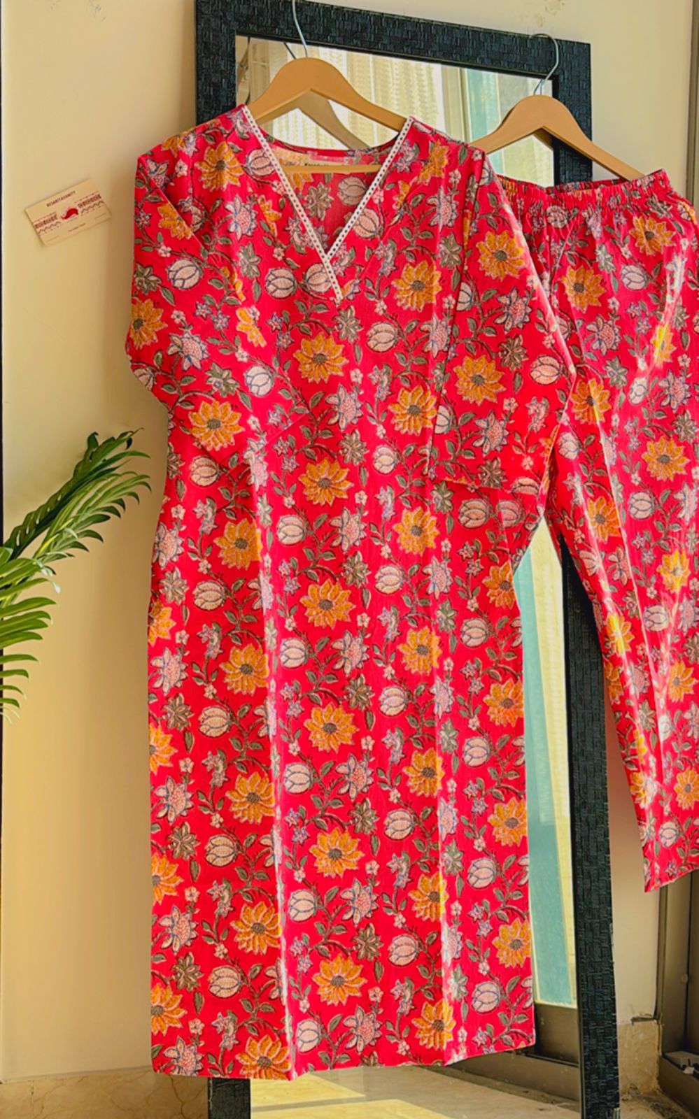 Narangi Mogra Lace Suit Set - Sukoon 3.0 (Slim Fit)