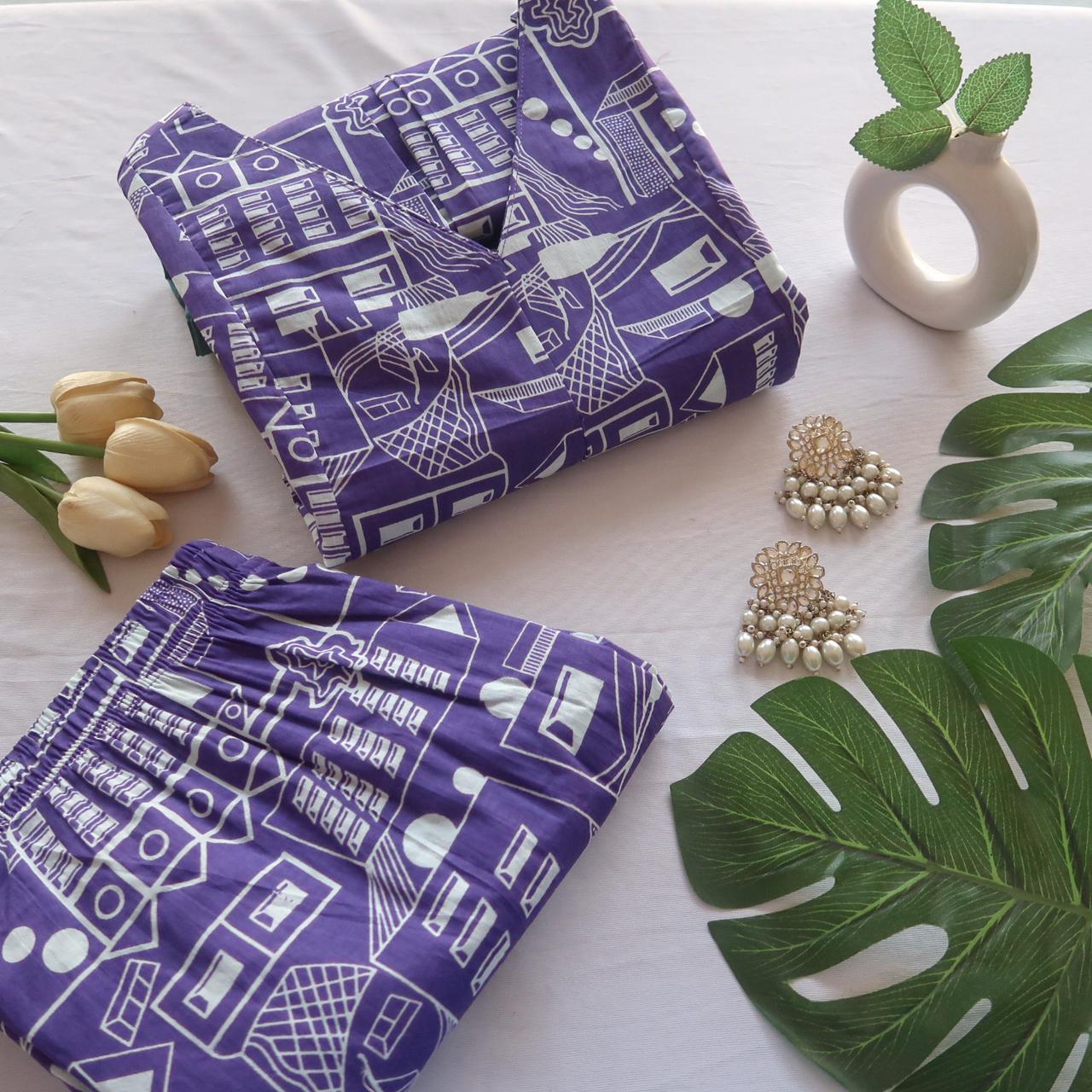 Retro Purple Comforter Suit Set