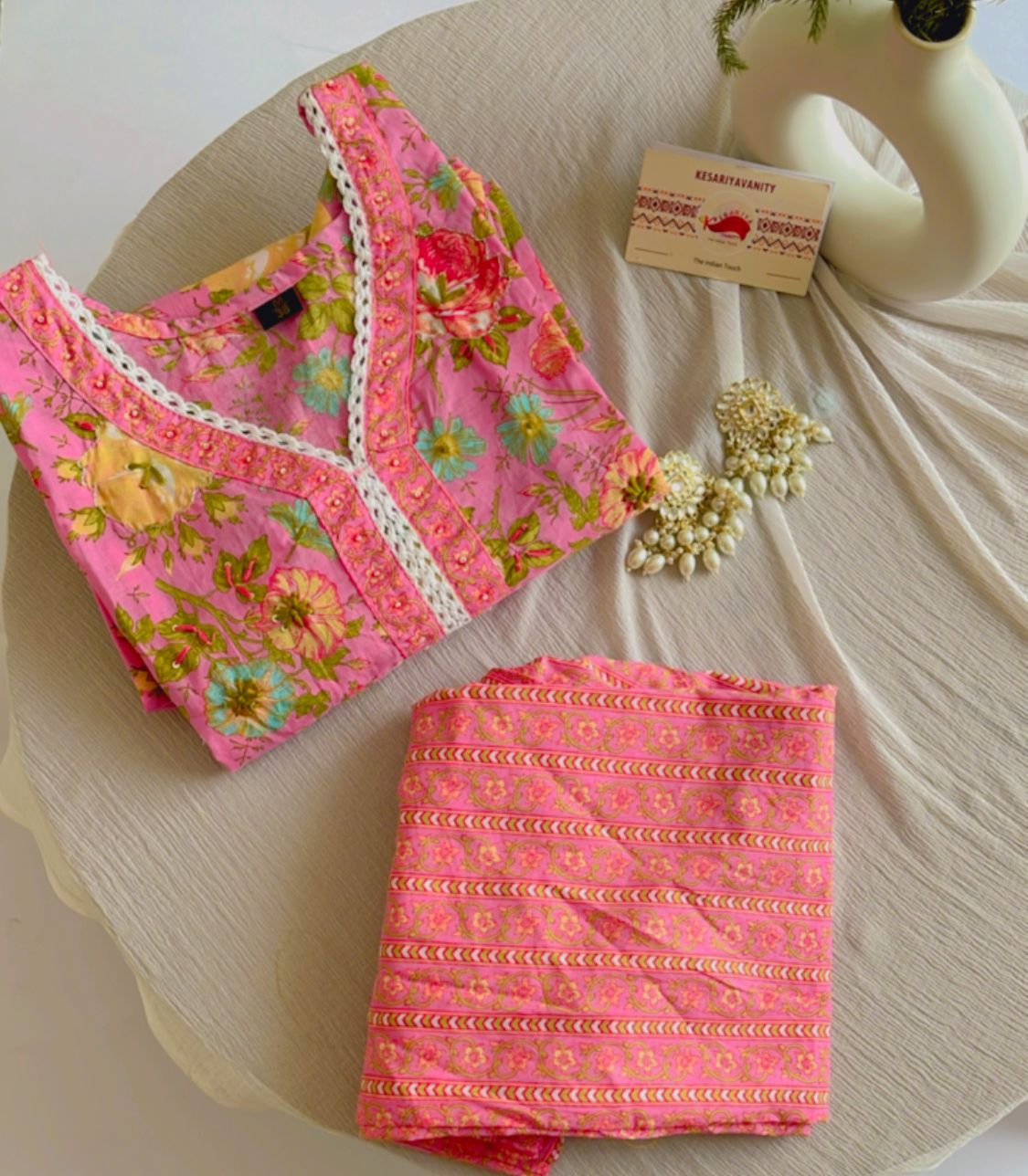 Pure Comfort: Pink Floral Hues Suit