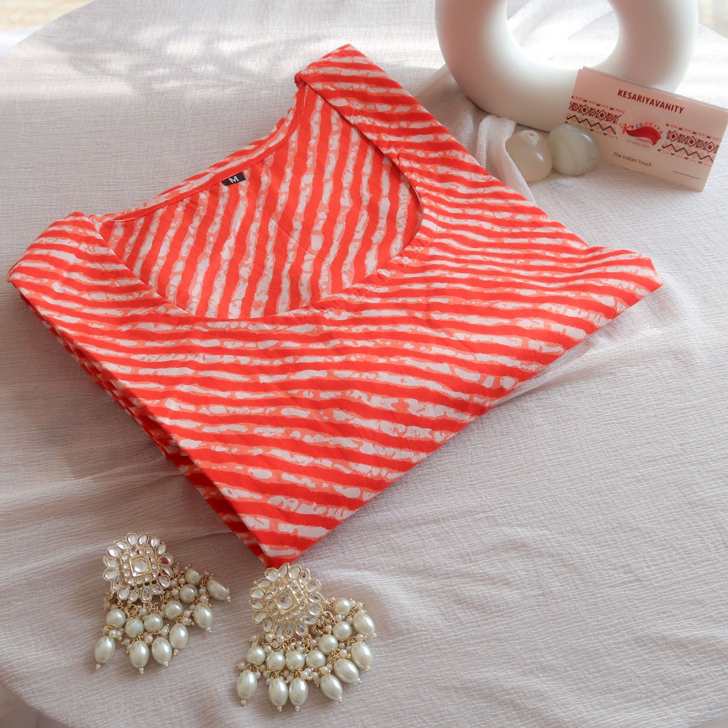 Saffron Orange Leheriya Delight Staright Kurta