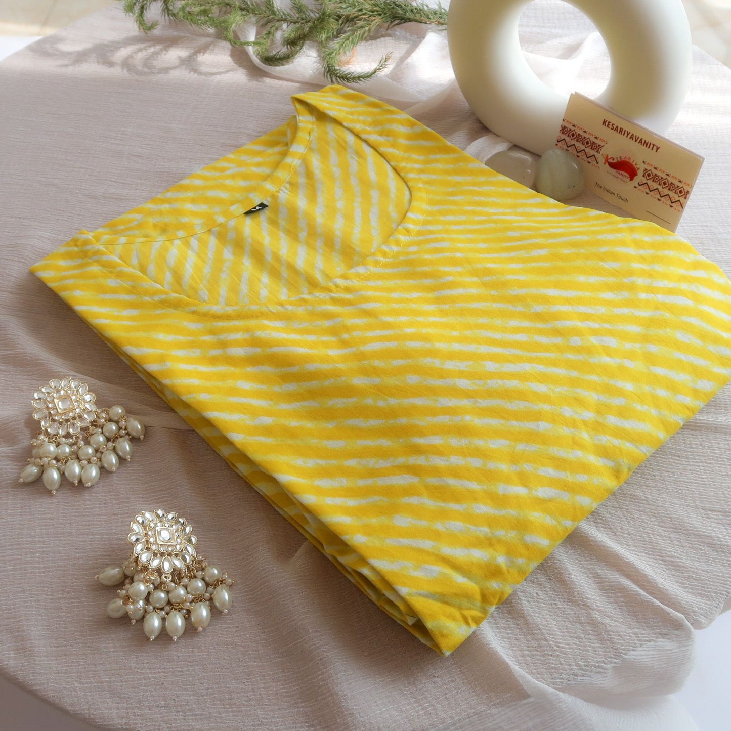 Sunshine Yellow Leheriya Delight Straight Kurta
