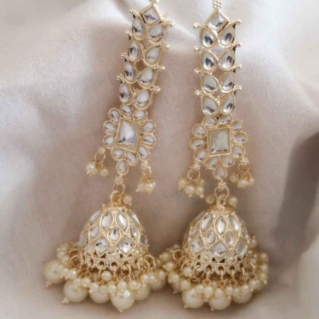 Golden Serenity Pearl Dangler Earrings