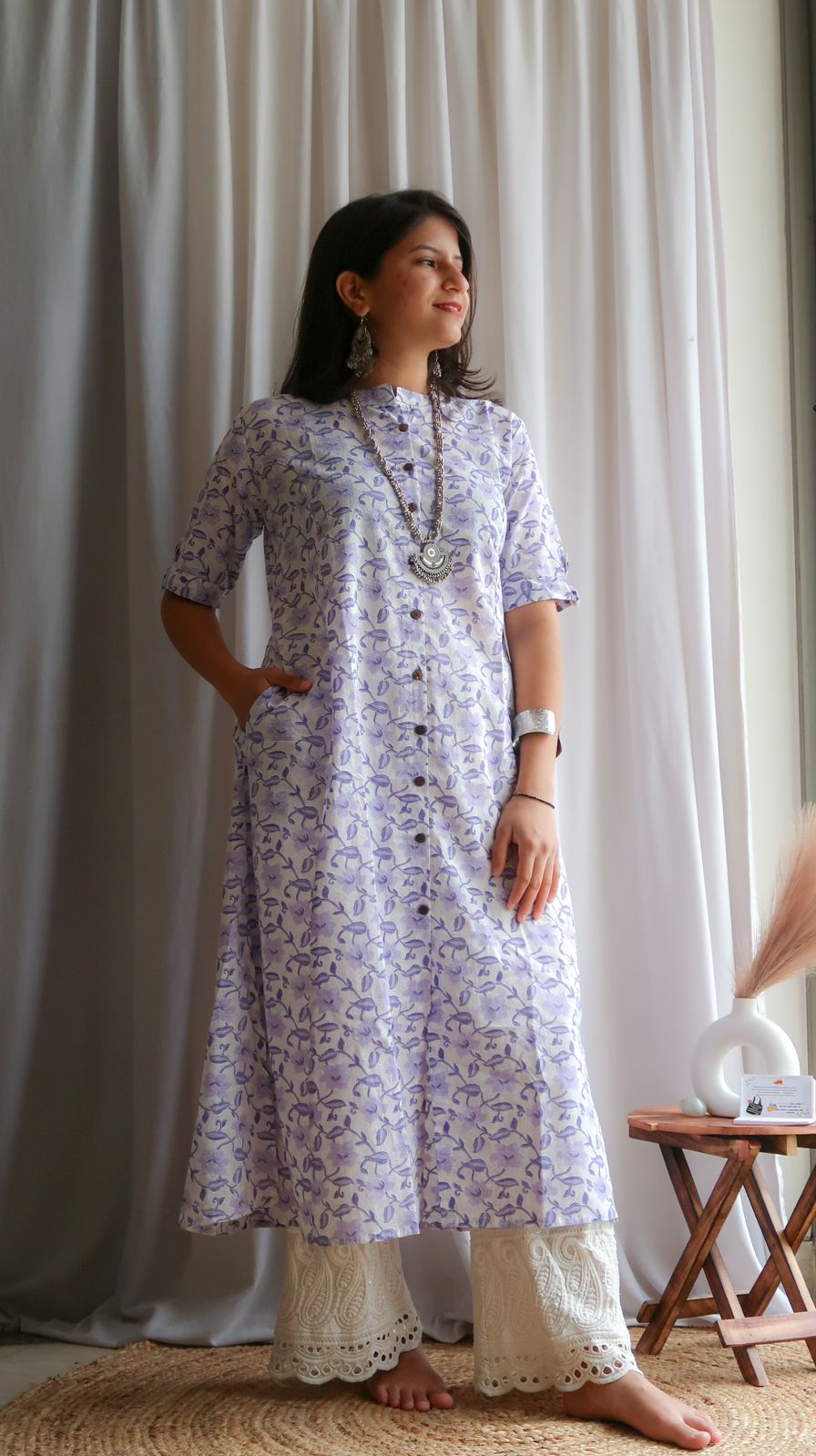 Daily Essential: Lavender Dream Petals Long Kurta