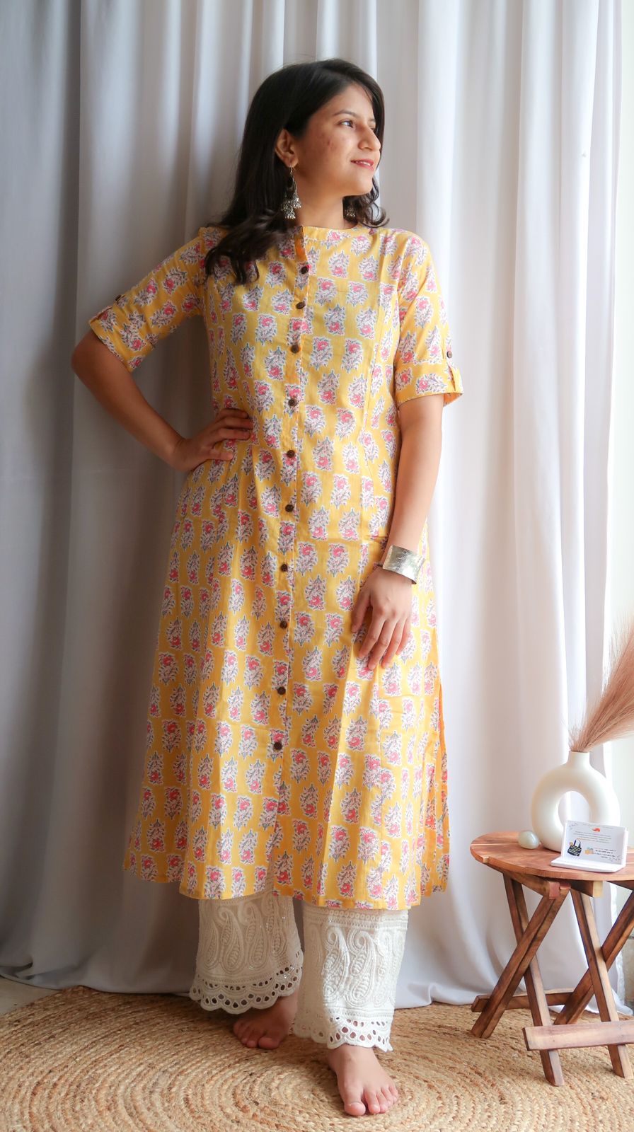 Daily Essential: Sunflower Serenity Long Kurta