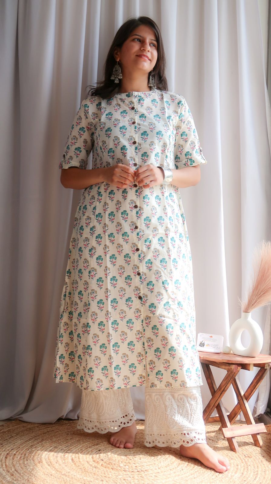 Daily Essential: Serene Blossoms Long Kurta