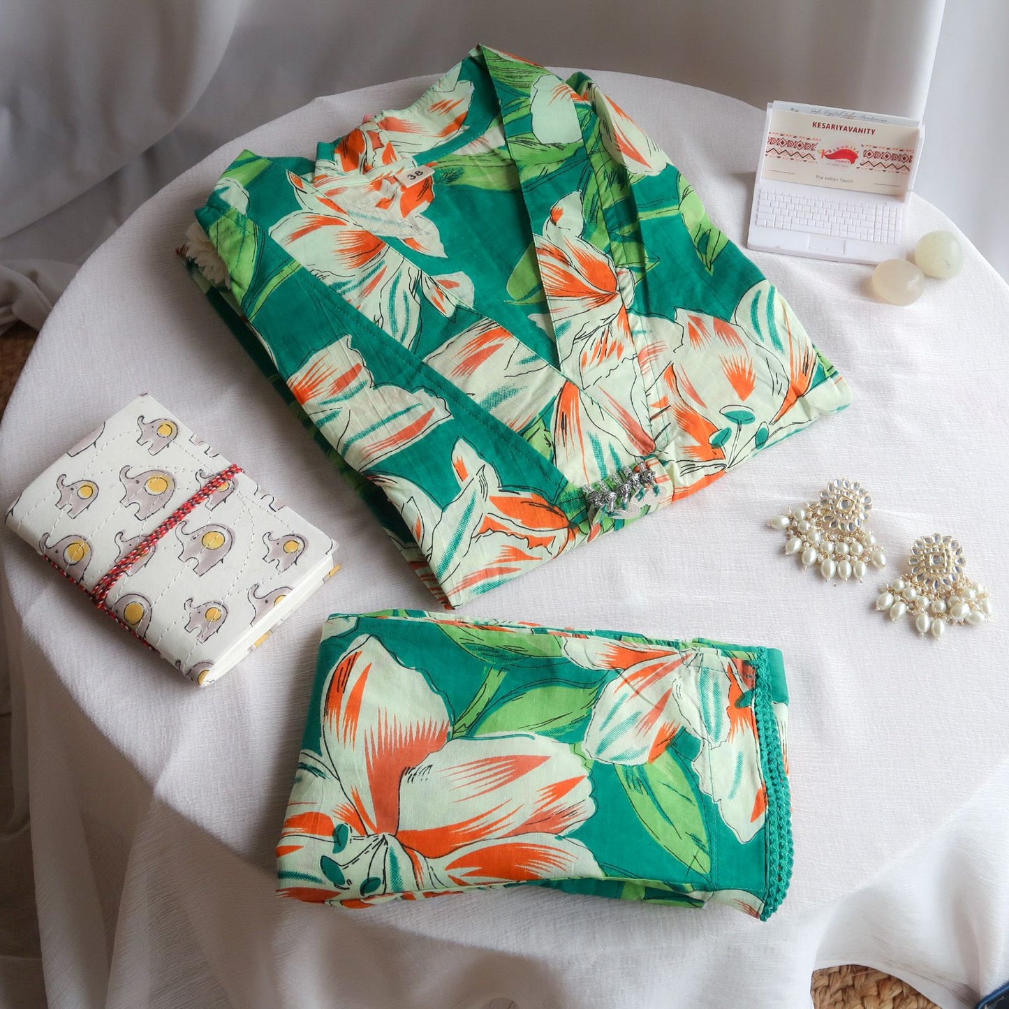 Blooming Greens Cotton Suit Set