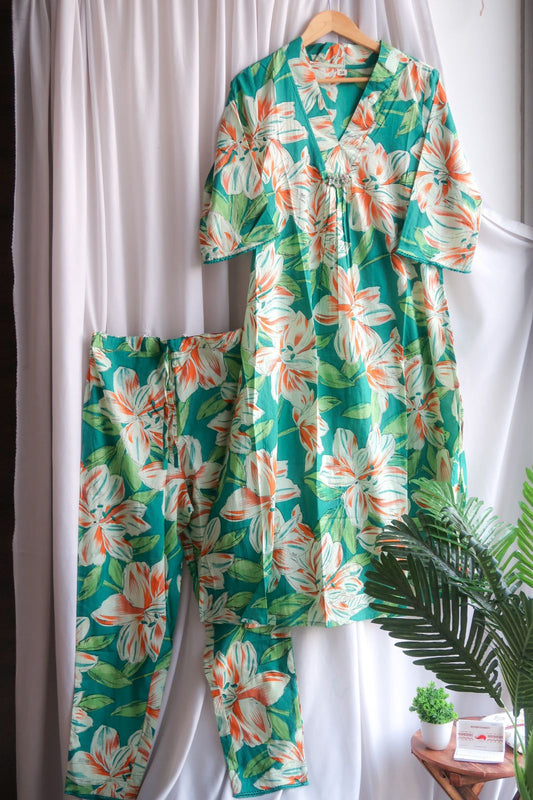 Blooming Greens Cotton Suit Set - EOFY SALE