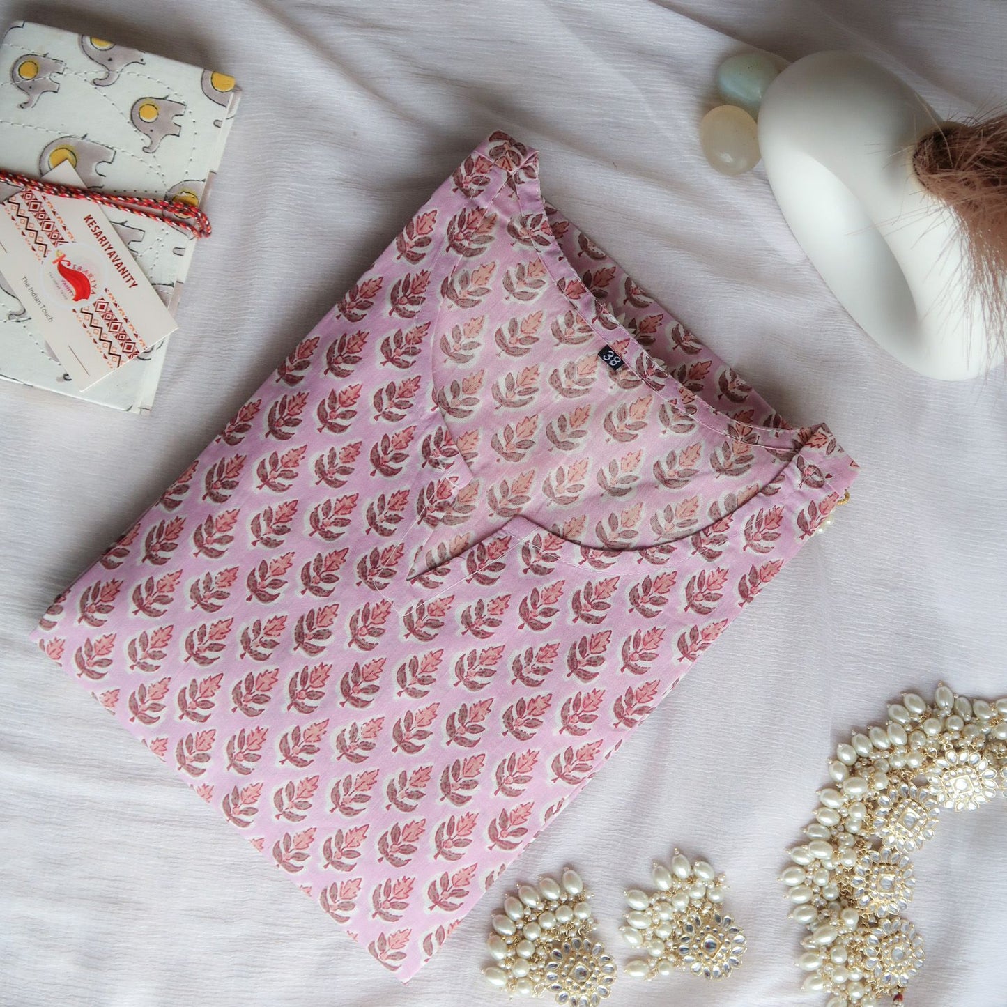Petite Elegance Baby Pink Long Kurta