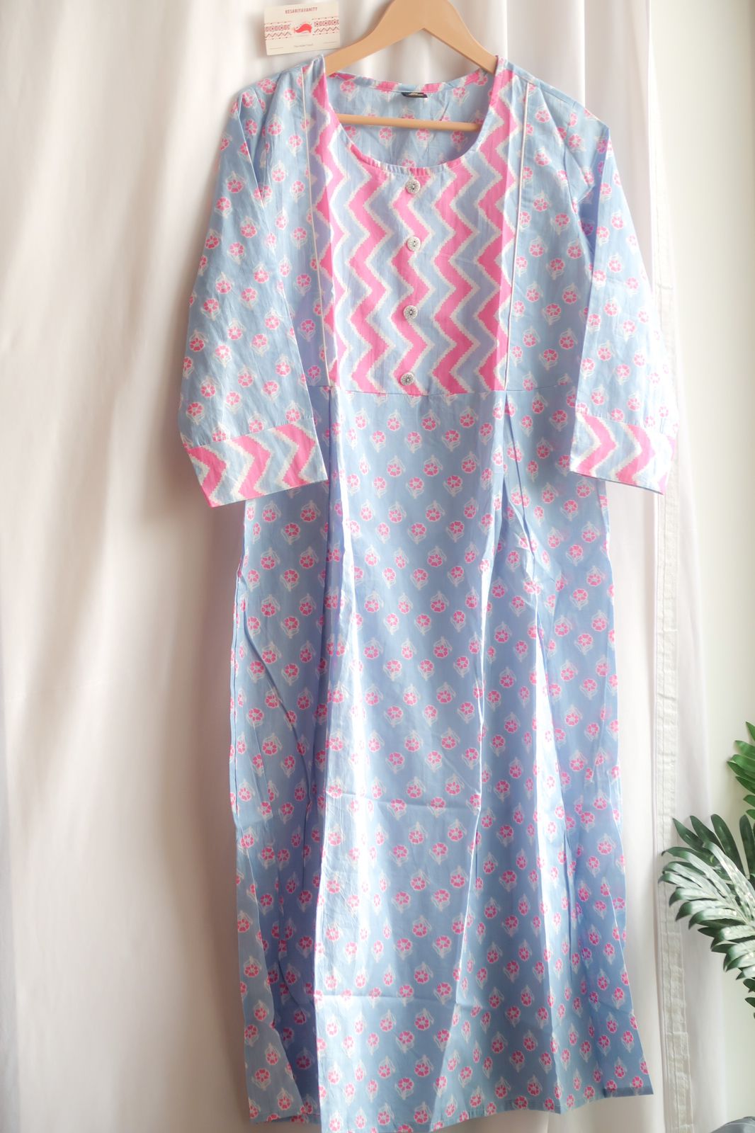 Aasmani Zig Zag Cotton Suit Set