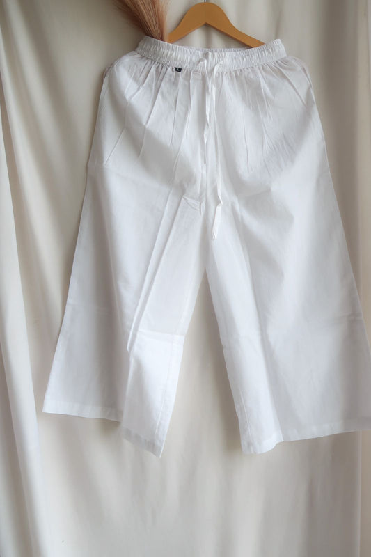 Trendy Pure Cotton White Culottes