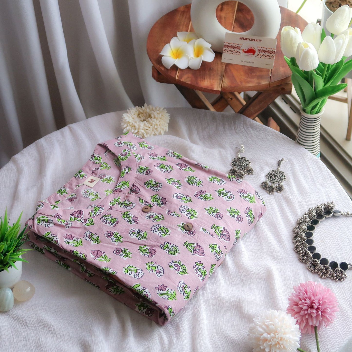 Daily Essential: Lavender Floral Grace Long Kurta