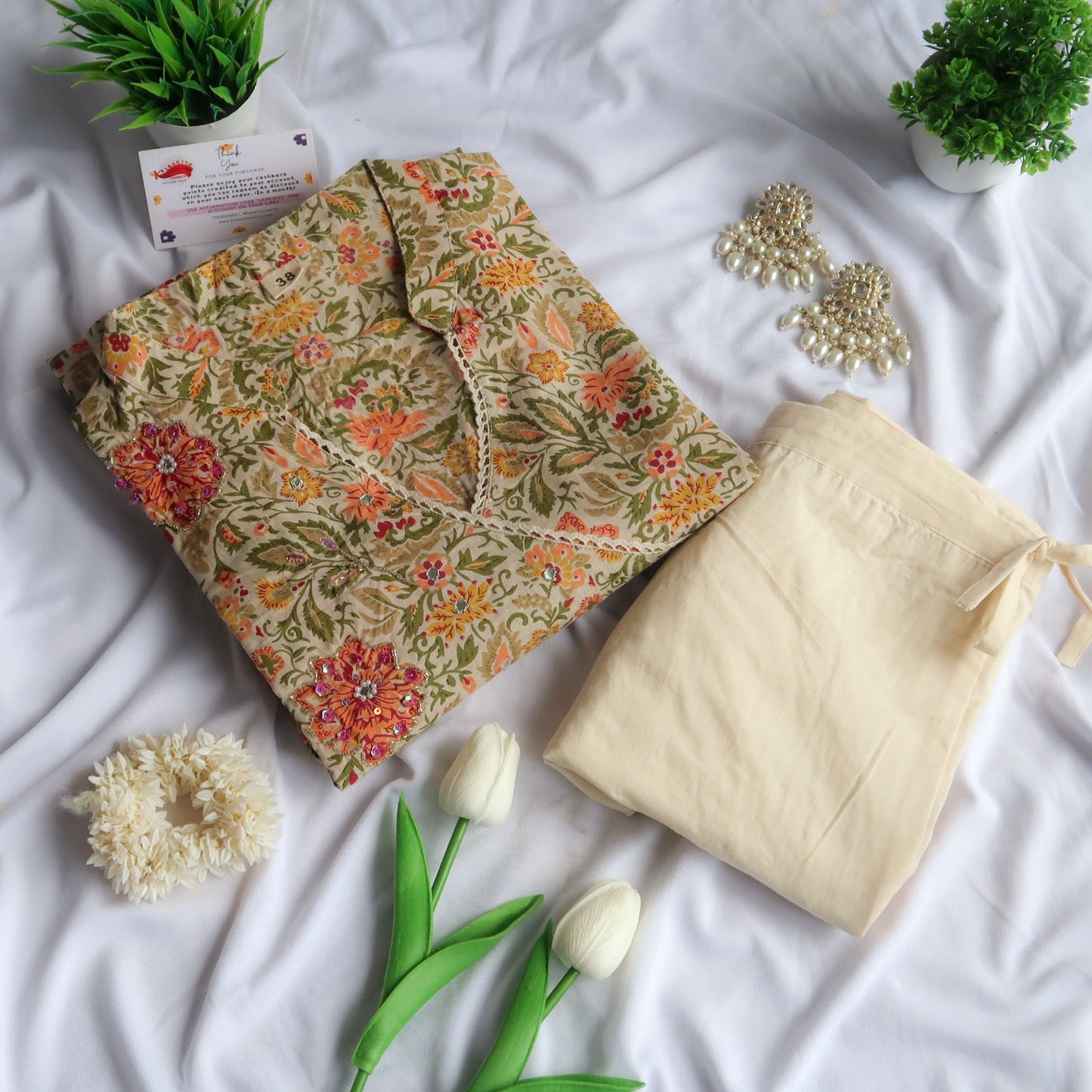 Beige Blossom Harmony Suit Set