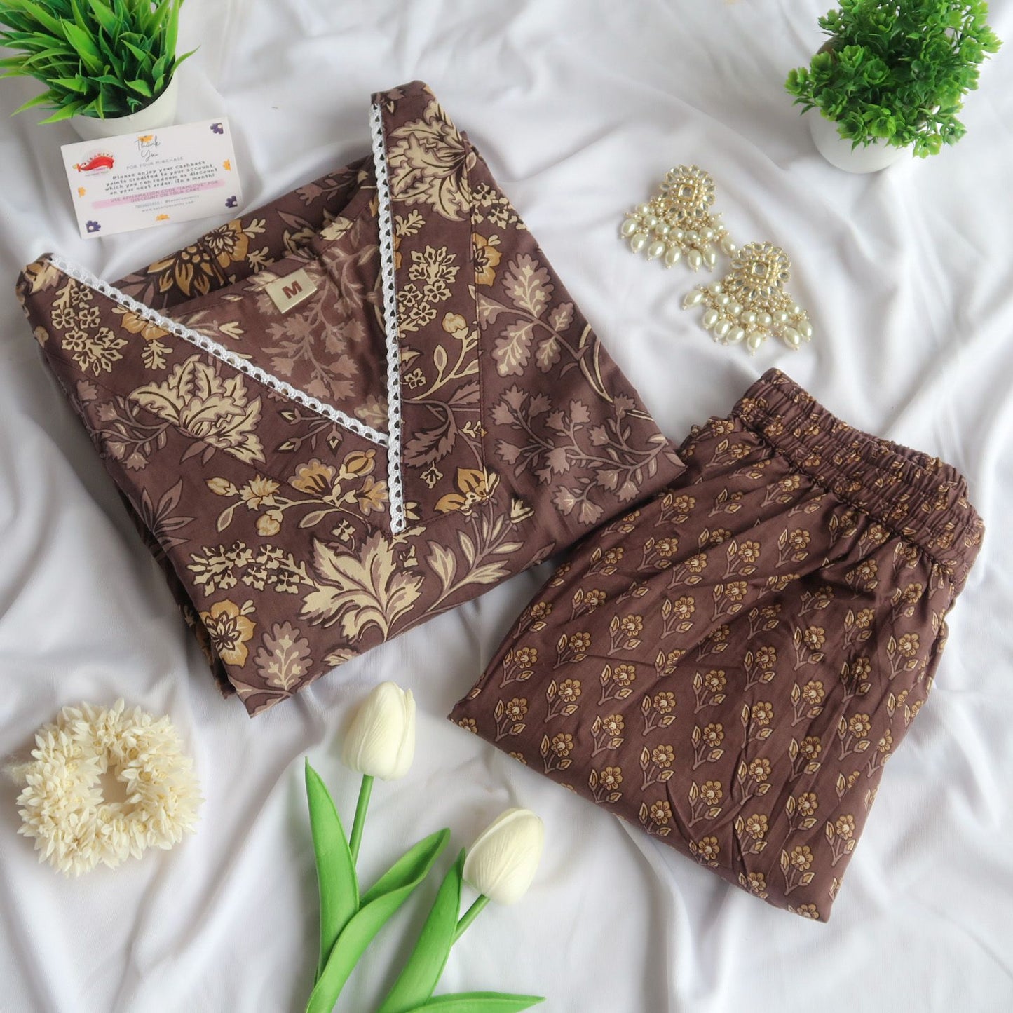 Cocoa Charm Floral Suit Set