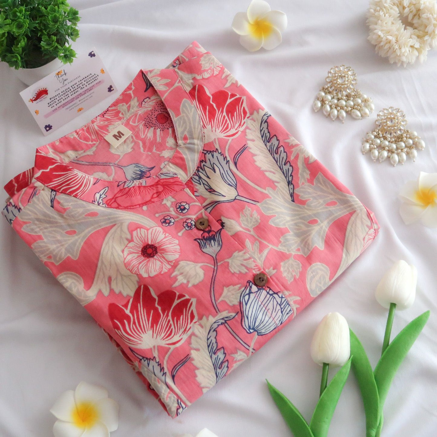 Daily Essential: Pink Rose Long Kurta