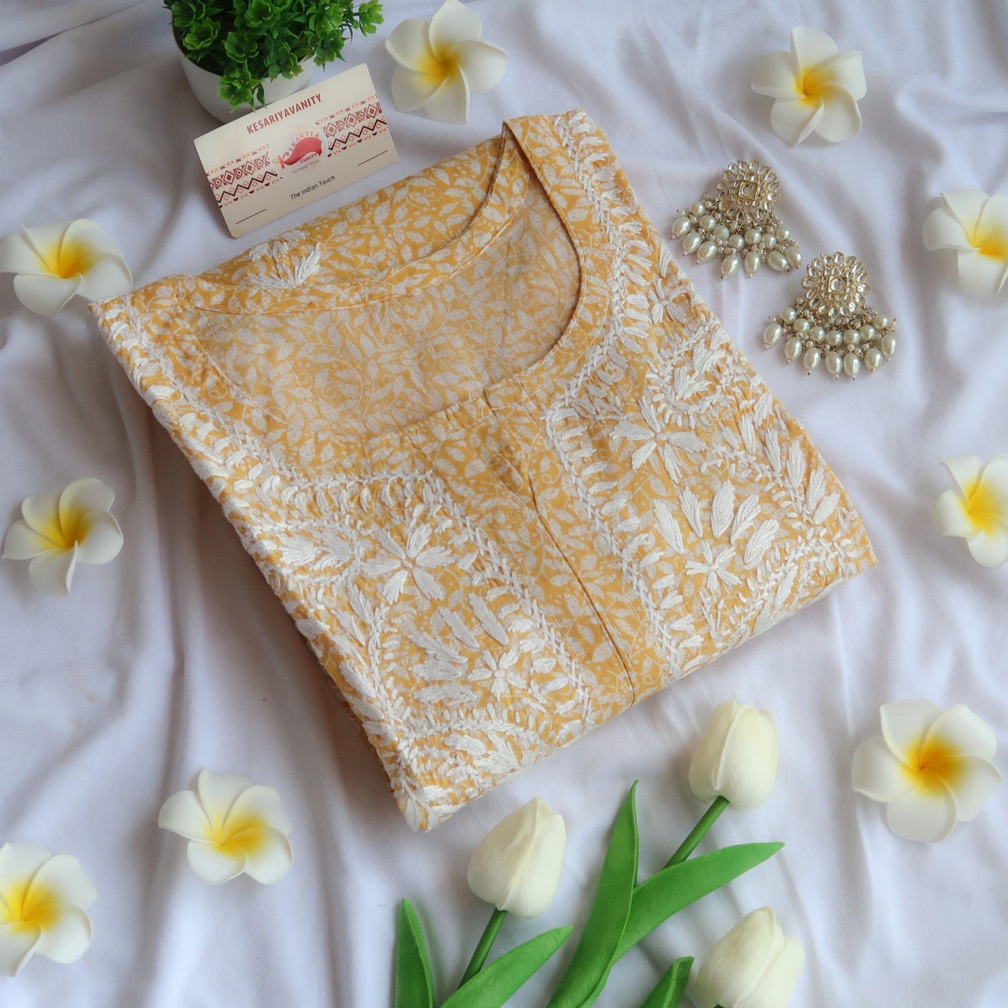 Lemon Punch Chikankari Long Kurta