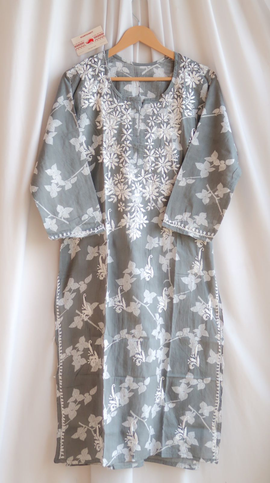 Midnight Dove Chikankari Long Kurta