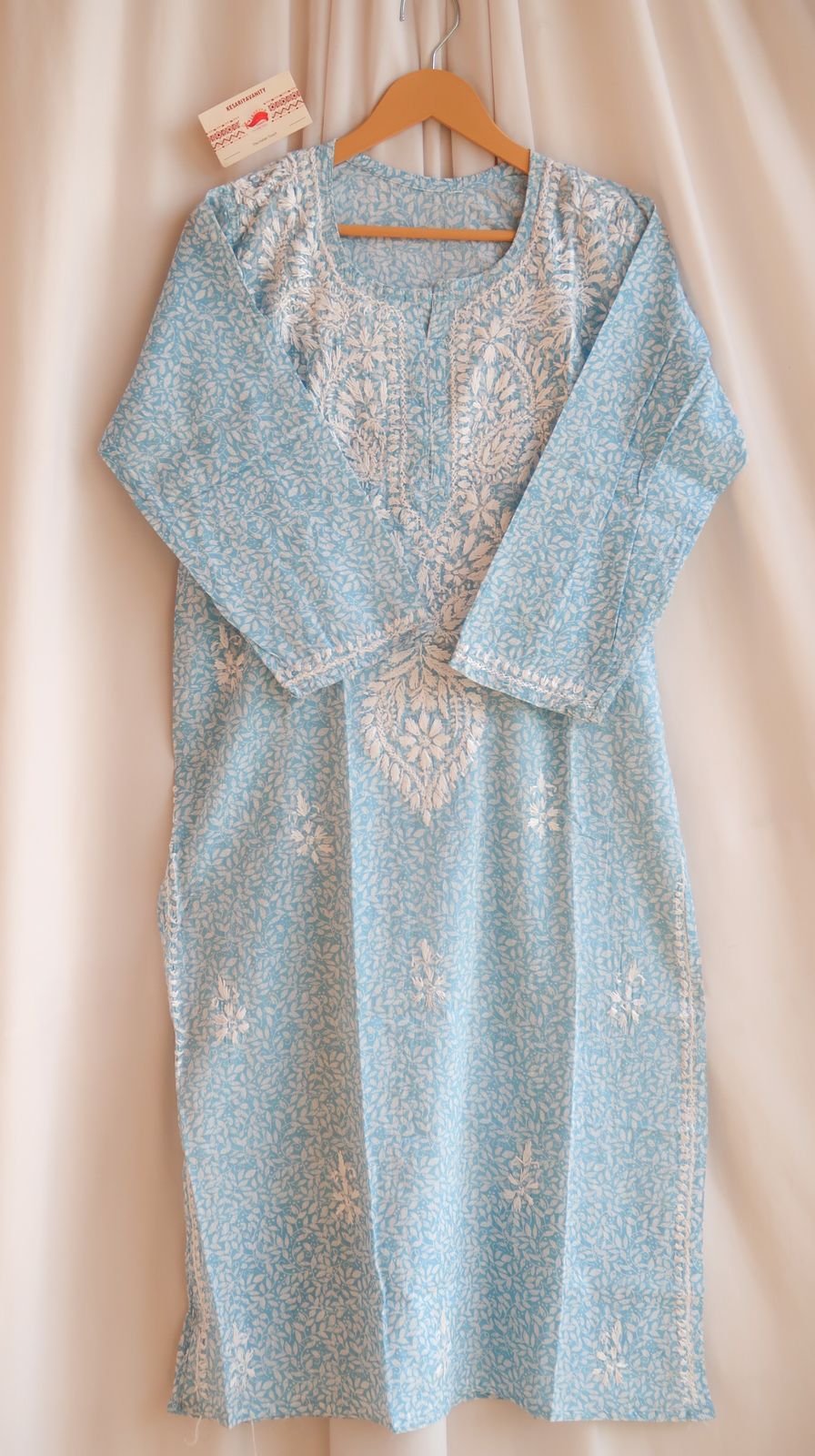 Blue Lagoon Chikankari Long Kurta
