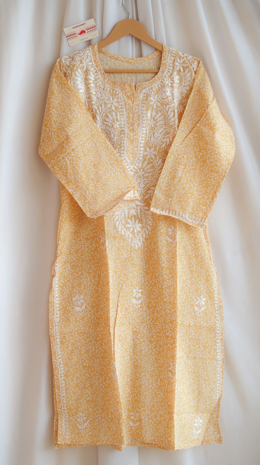 Lemon Punch Chikankari Long Kurta