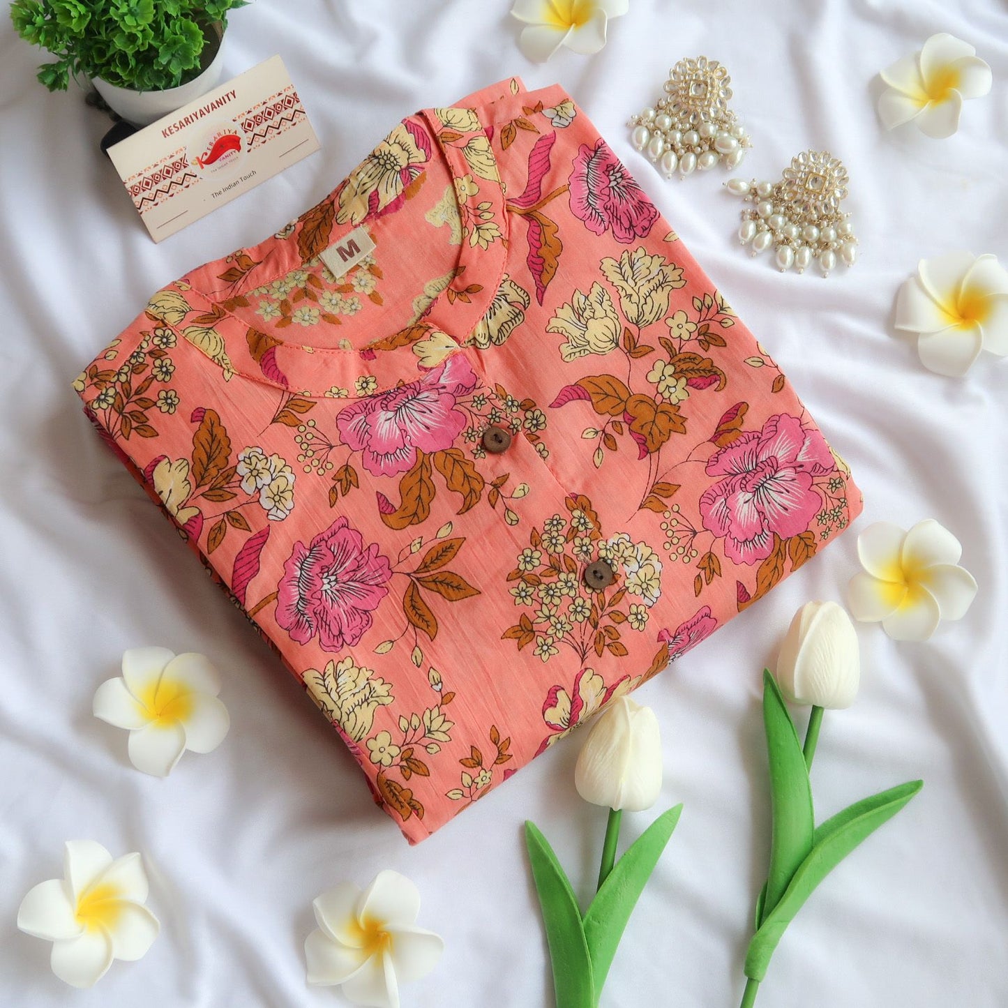 Daily Essential: Salmon Rose Long Kurta