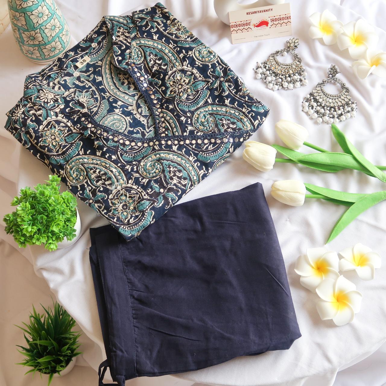 Navy Sequin Blossom Suit Set