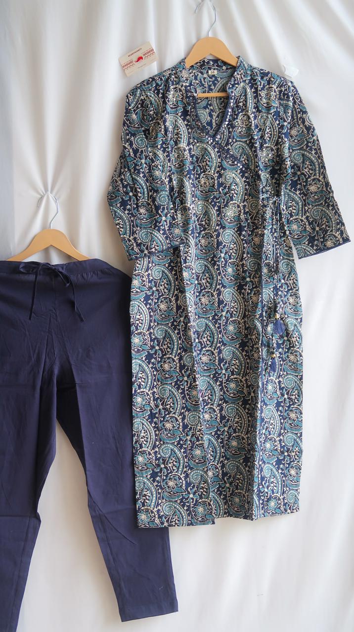 Navy Sequin Blossom Suit Set