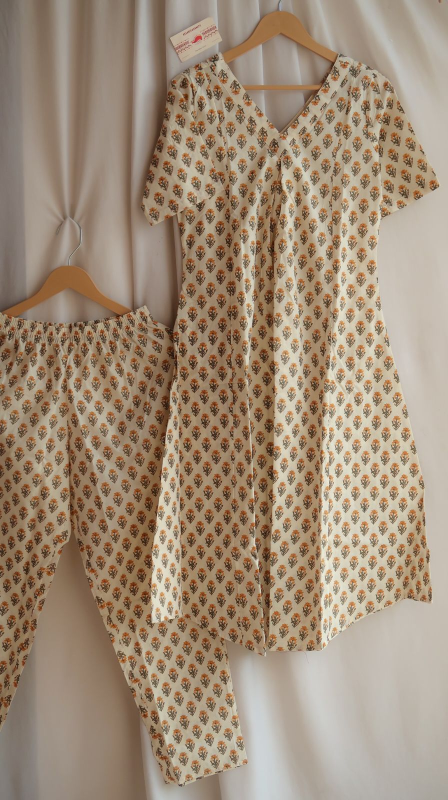 Off-White Blooms Office/Regular Wear Suit Set