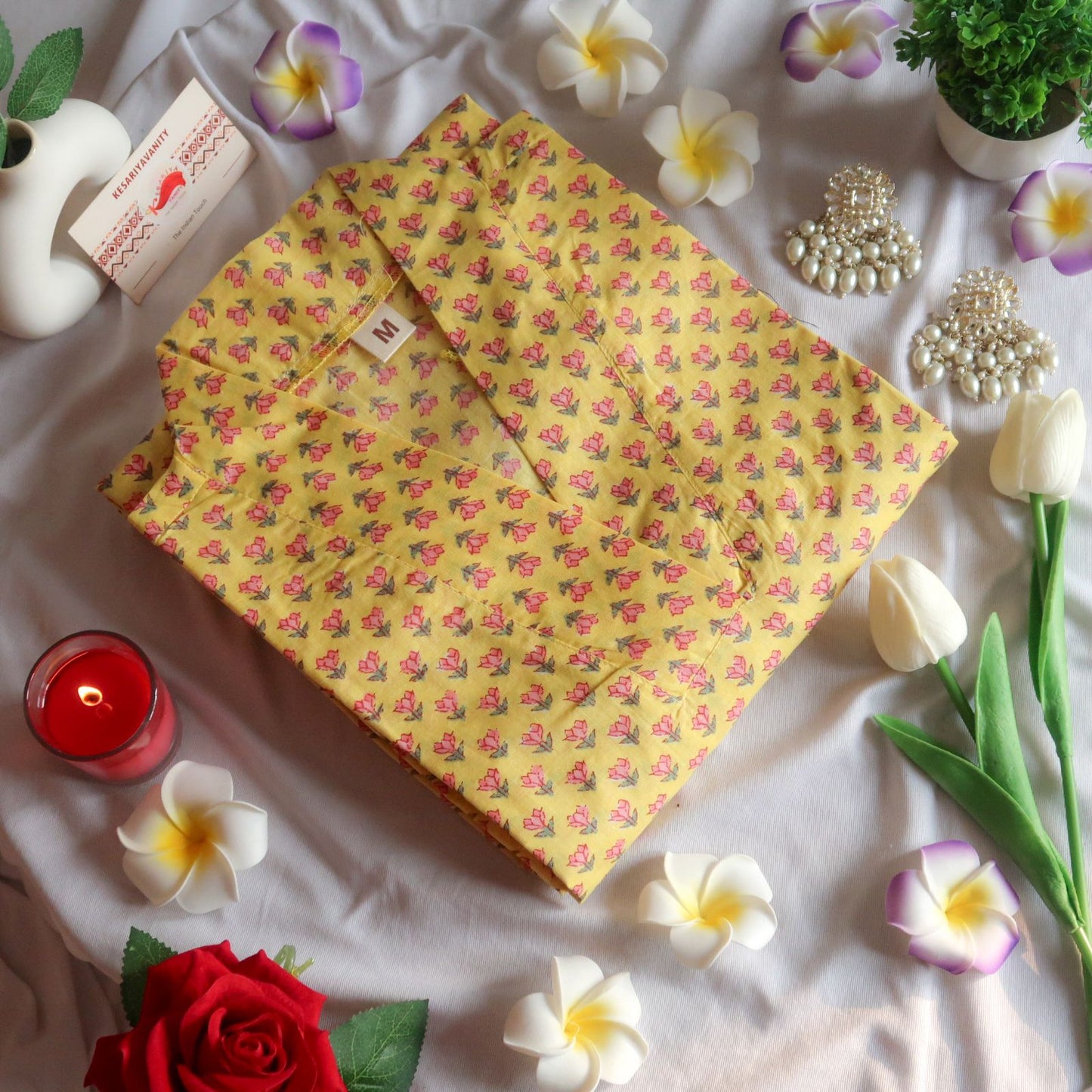 Sunflower Whispers V-Neck Long Kurta