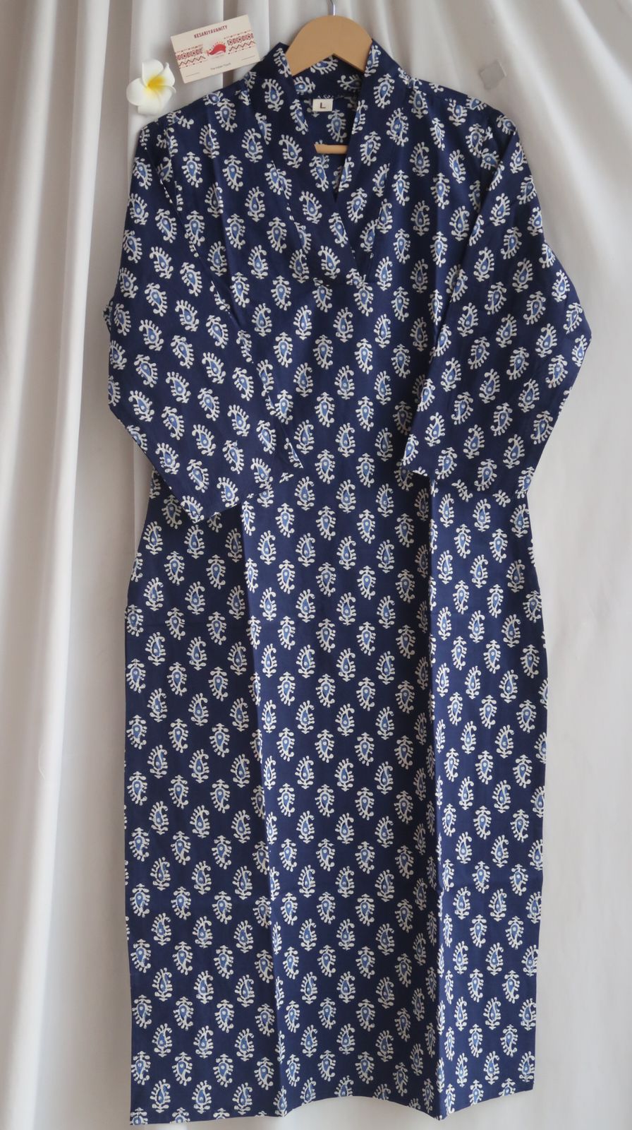 Indigo Whimsy V-Neck Long Kurta