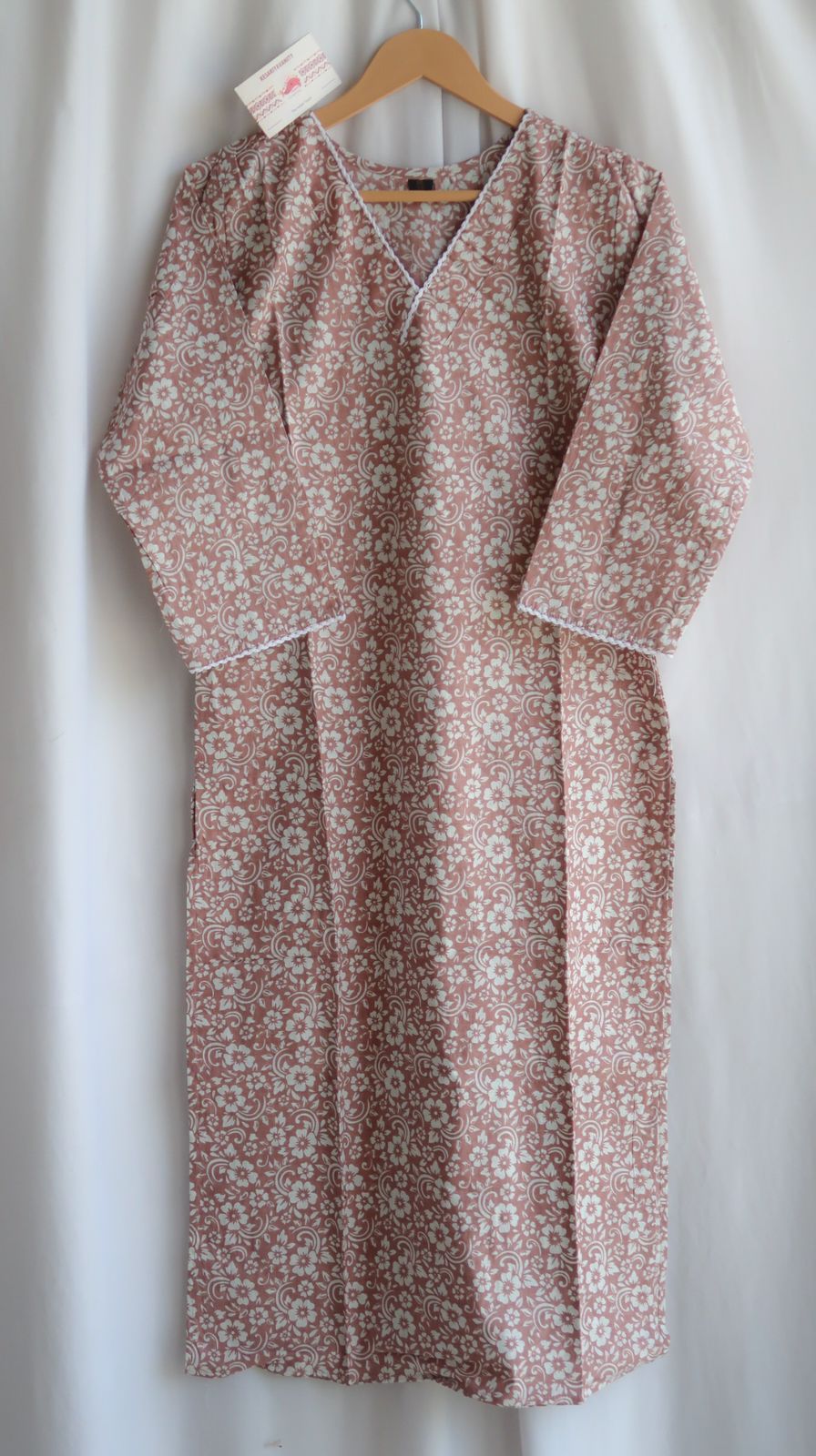 Hazelnut Blossoms V-Neck Long Kurta