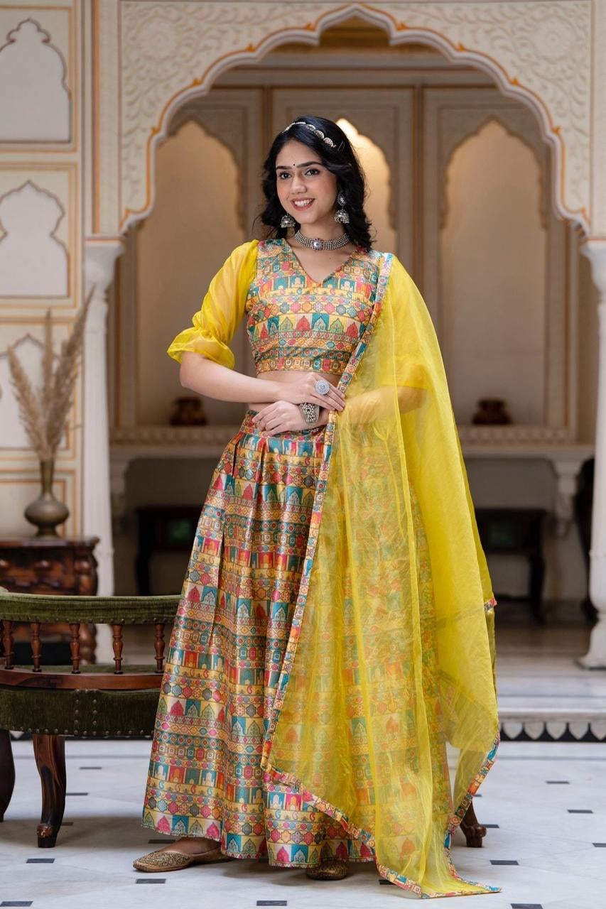 BirthdaySALE: Radhika: Organza Designer Lehenga Blouse Dupatta Set