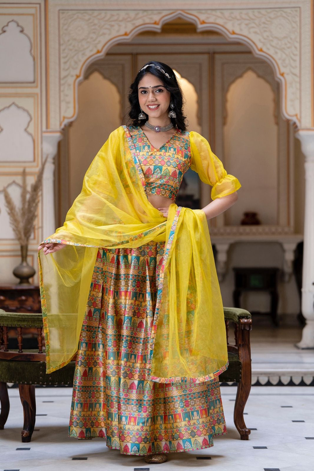 BirthdaySALE: Radhika: Organza Designer Lehenga Blouse Dupatta Set