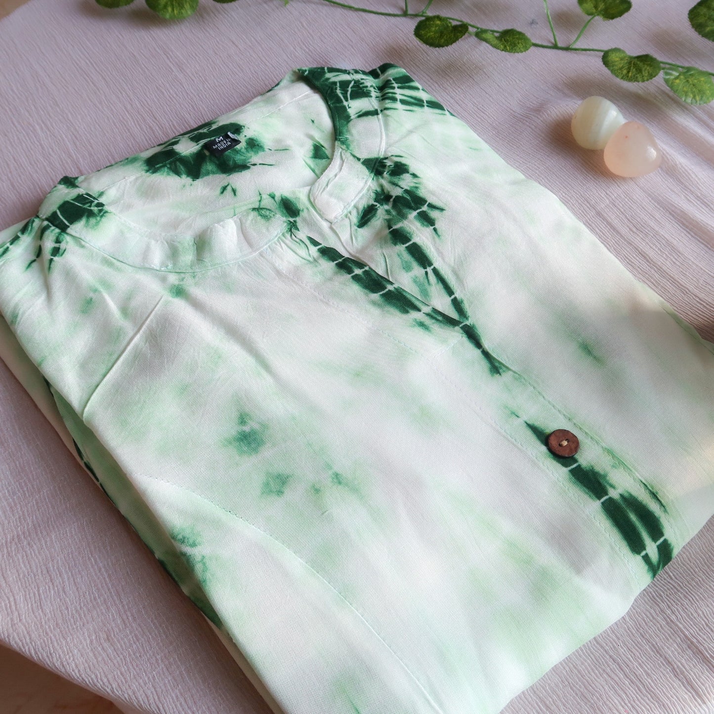 BirthdaySALE: Green Tie Dye Long Kurti