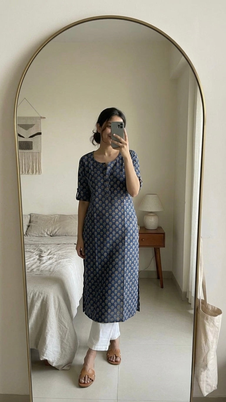 Indigo floral kurta