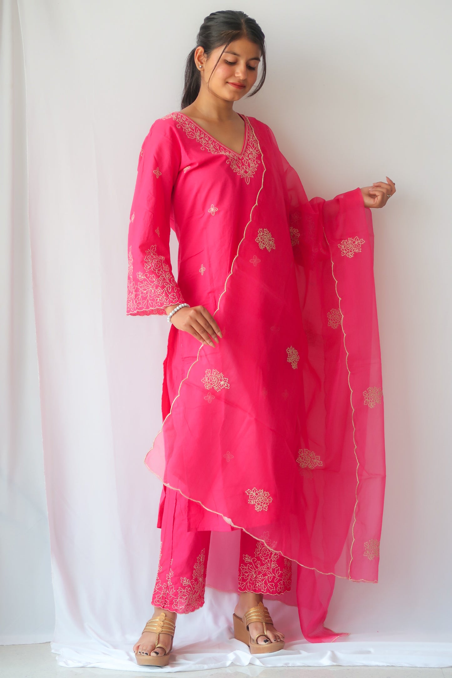 Hot Pink Embroidered Hues Suit Set