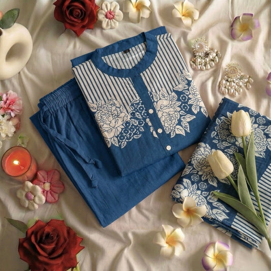 Blue roses Suit Set
