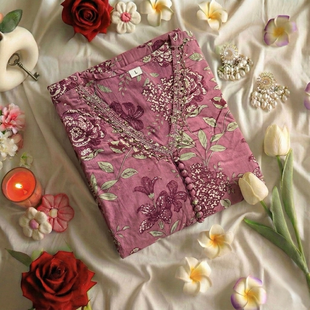 Mauve floral Kurta