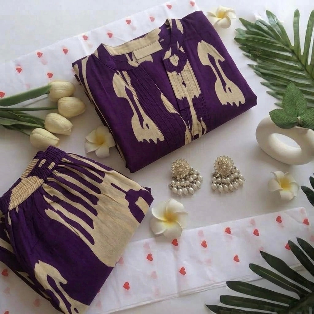 Purple cream suit set