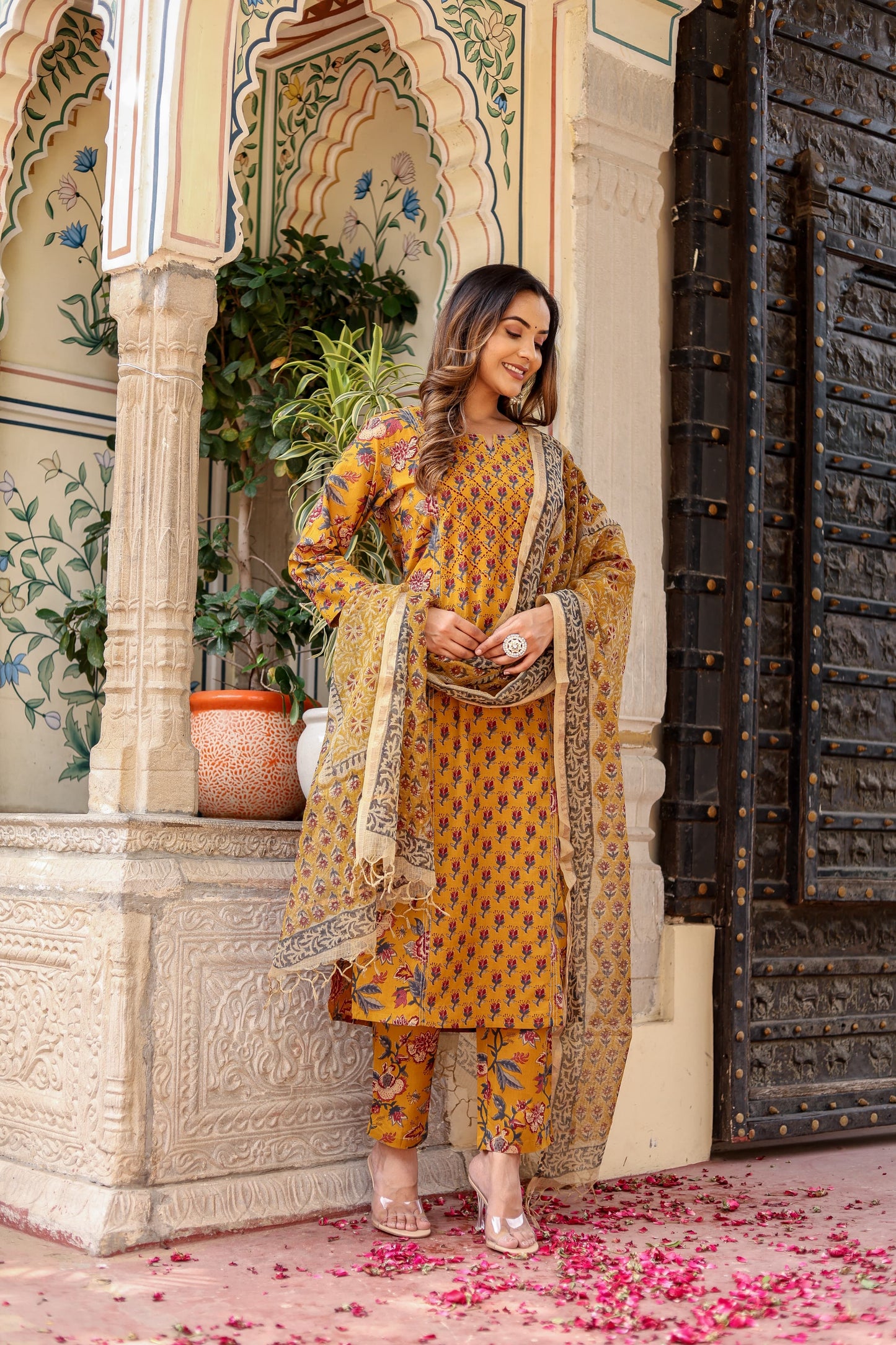 Vasantika Mustard Bloom Delight Suit Set - SALE