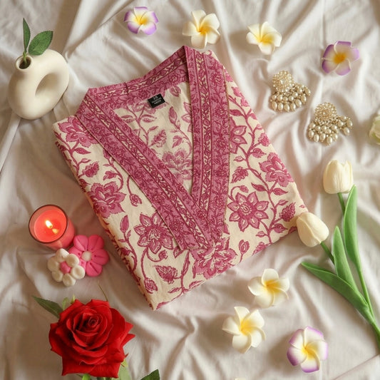 Pink Floral Printed Kurta